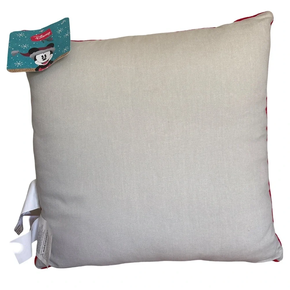 Disney Christmas Mickey Mouse Santa Gray White Holiday Decor Throw Pillow 17x17